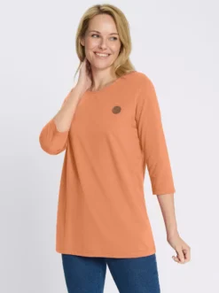 Longshirt mit Patch in Leder-Optik