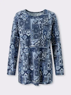 Longshirt mit Patchwork-Druck