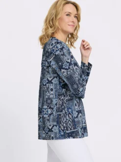 Longshirt mit Patchwork-Druck