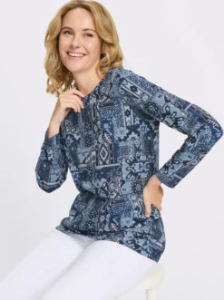 Longshirt mit Patchwork-Druck
