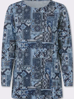 Longshirt mit Patchwork-Druck