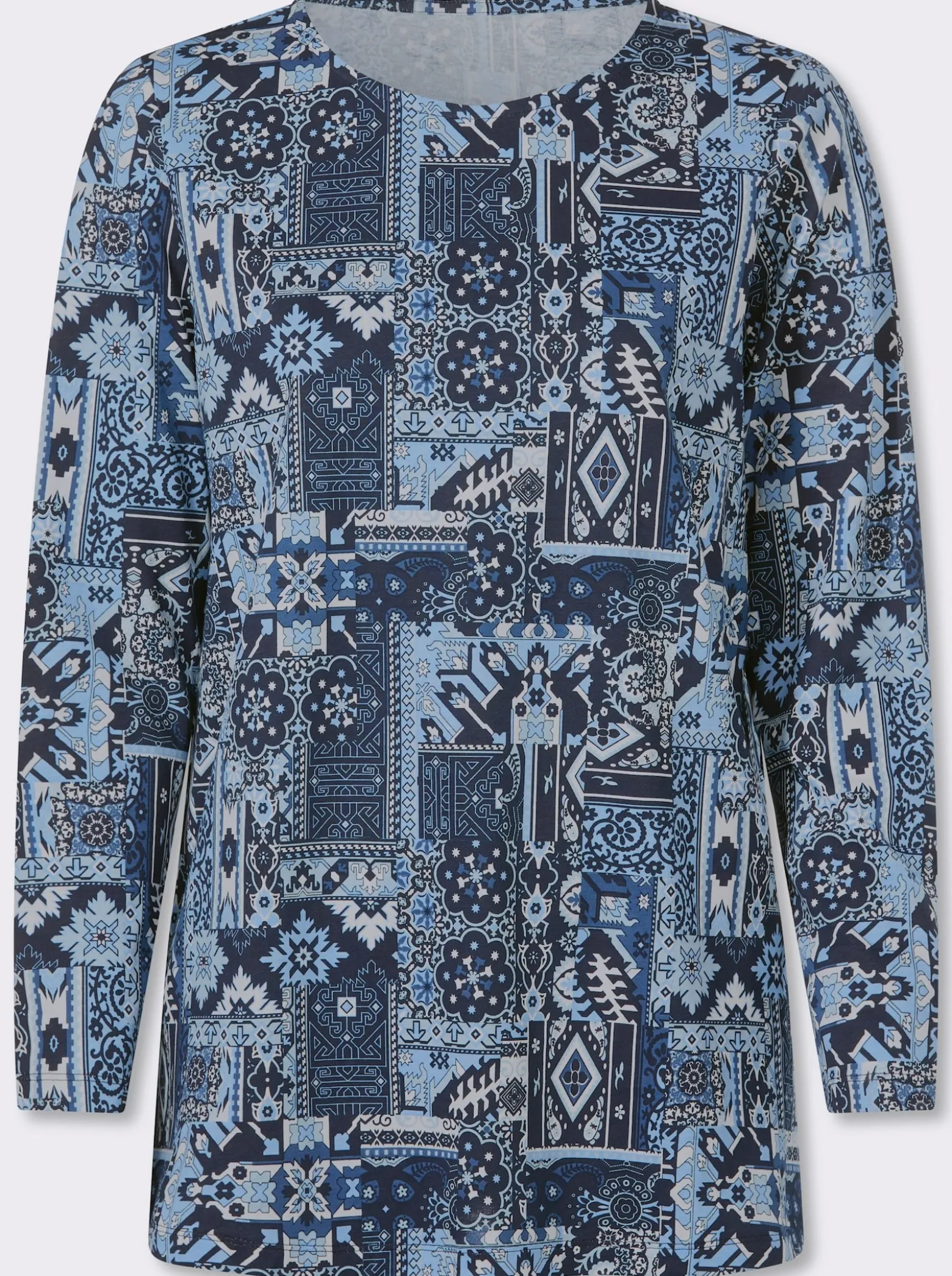 Longshirt mit Patchwork-Druck
