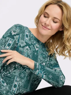 Longshirt mit Patchwork-Druck