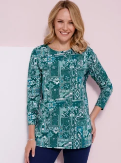 Longshirt mit Patchwork-Druck