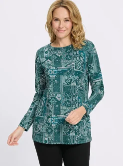 Longshirt mit Patchwork-Druck