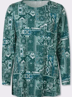 Longshirt mit Patchwork-Druck