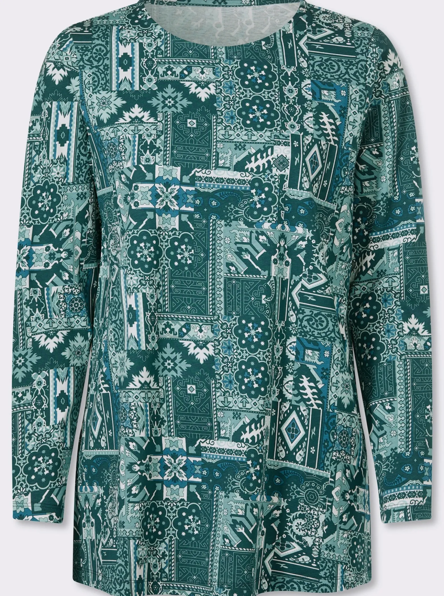 Longshirt mit Patchwork-Druck
