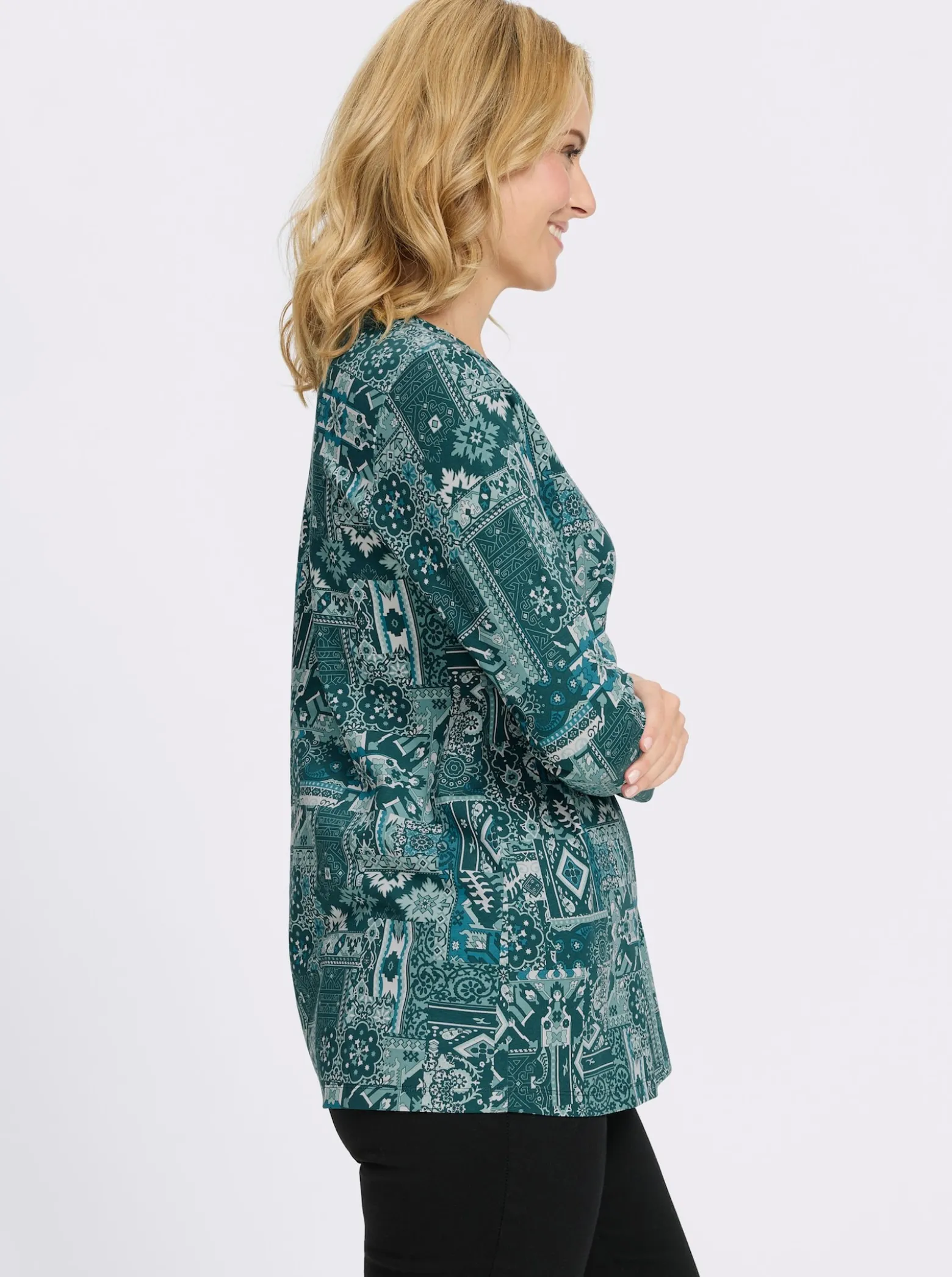 Longshirt mit Patchwork-Druck