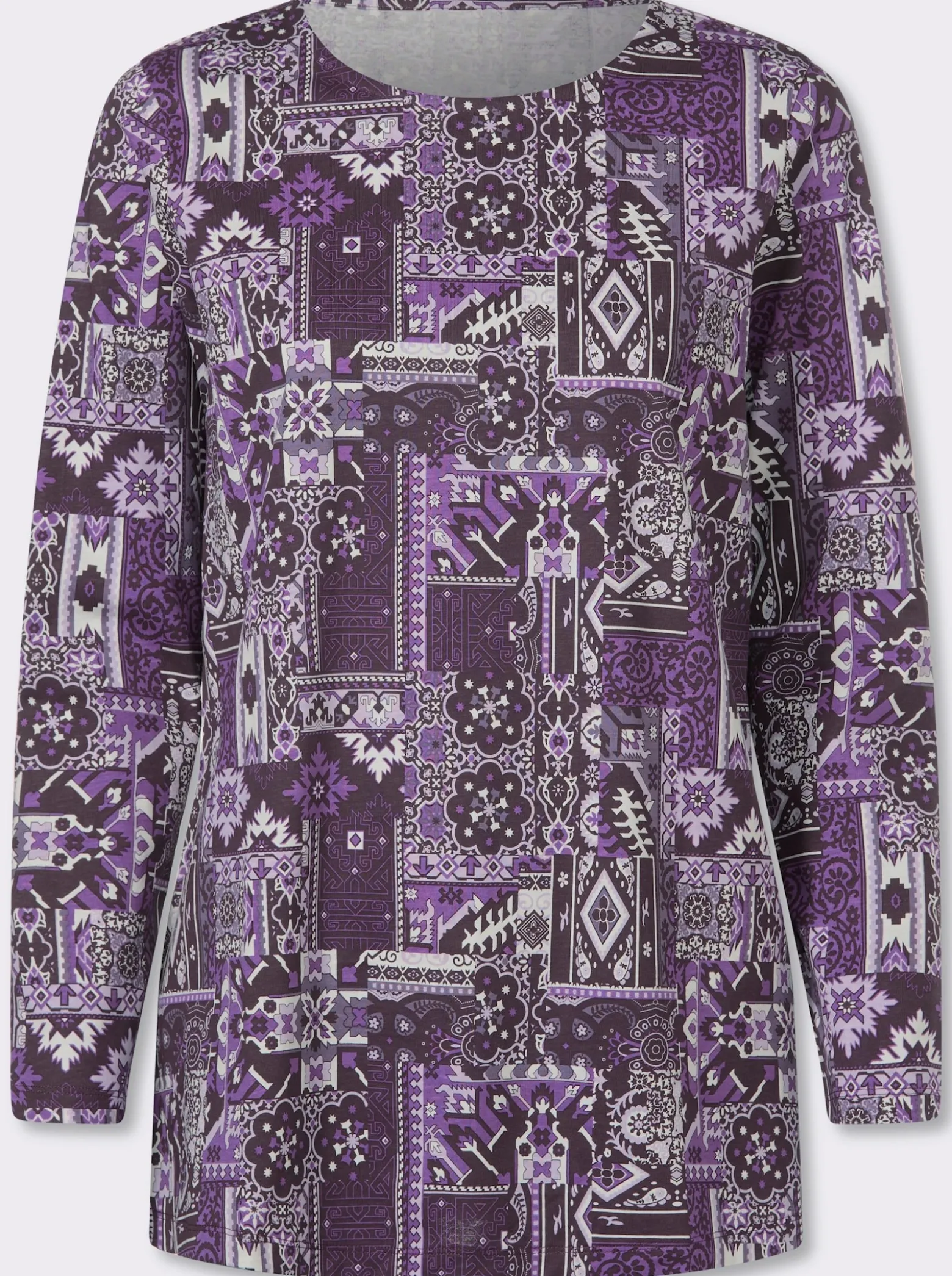 Longshirt mit Patchwork-Druck