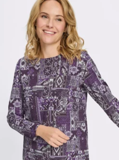 Longshirt mit Patchwork-Druck