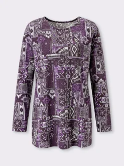 Longshirt mit Patchwork-Druck