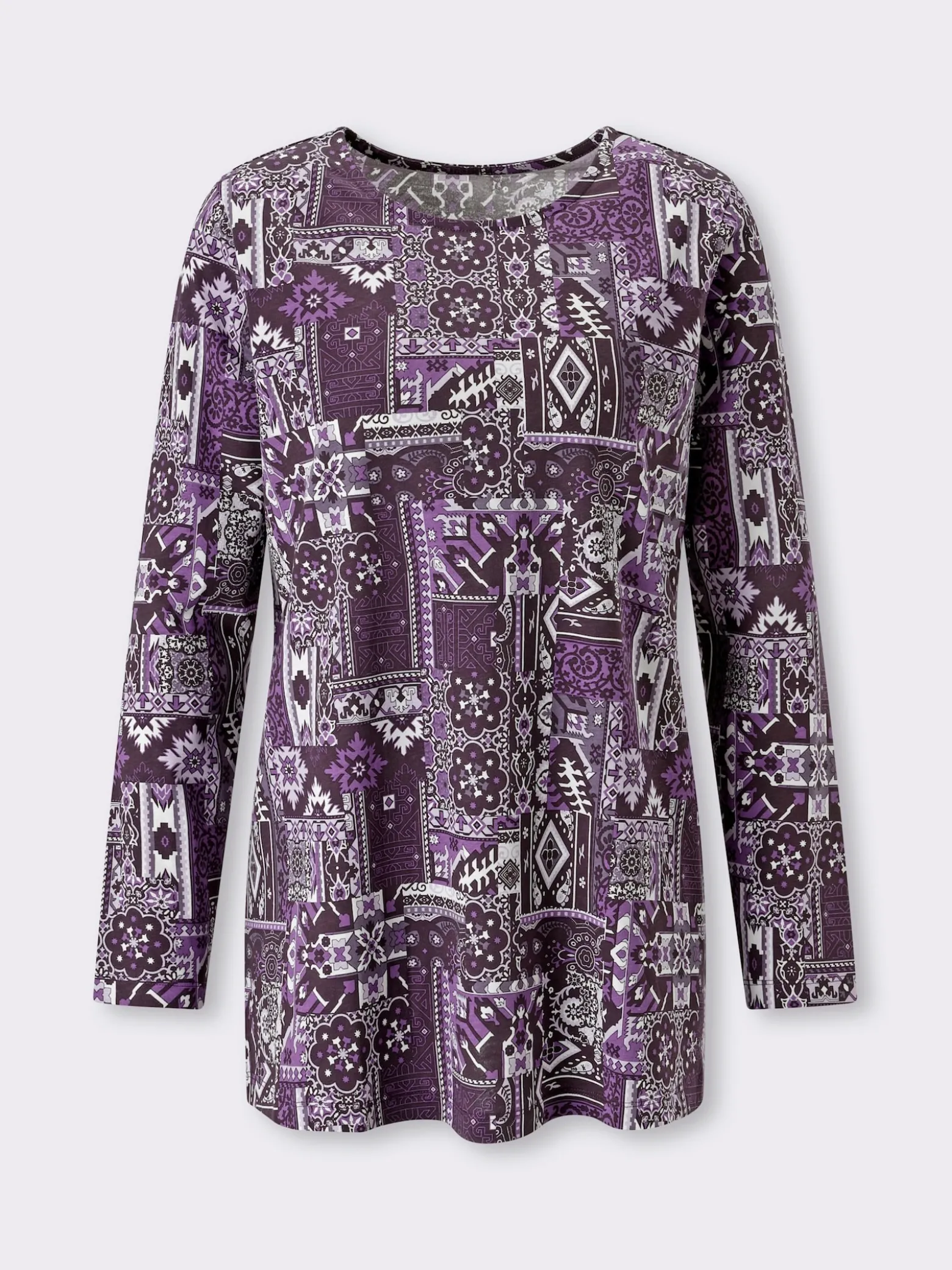Longshirt mit Patchwork-Druck