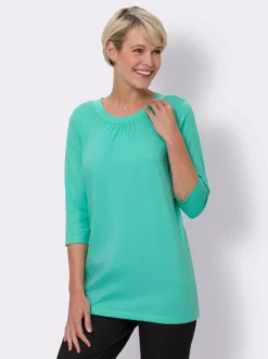 Longshirt mit Raffung am Ausschnitt