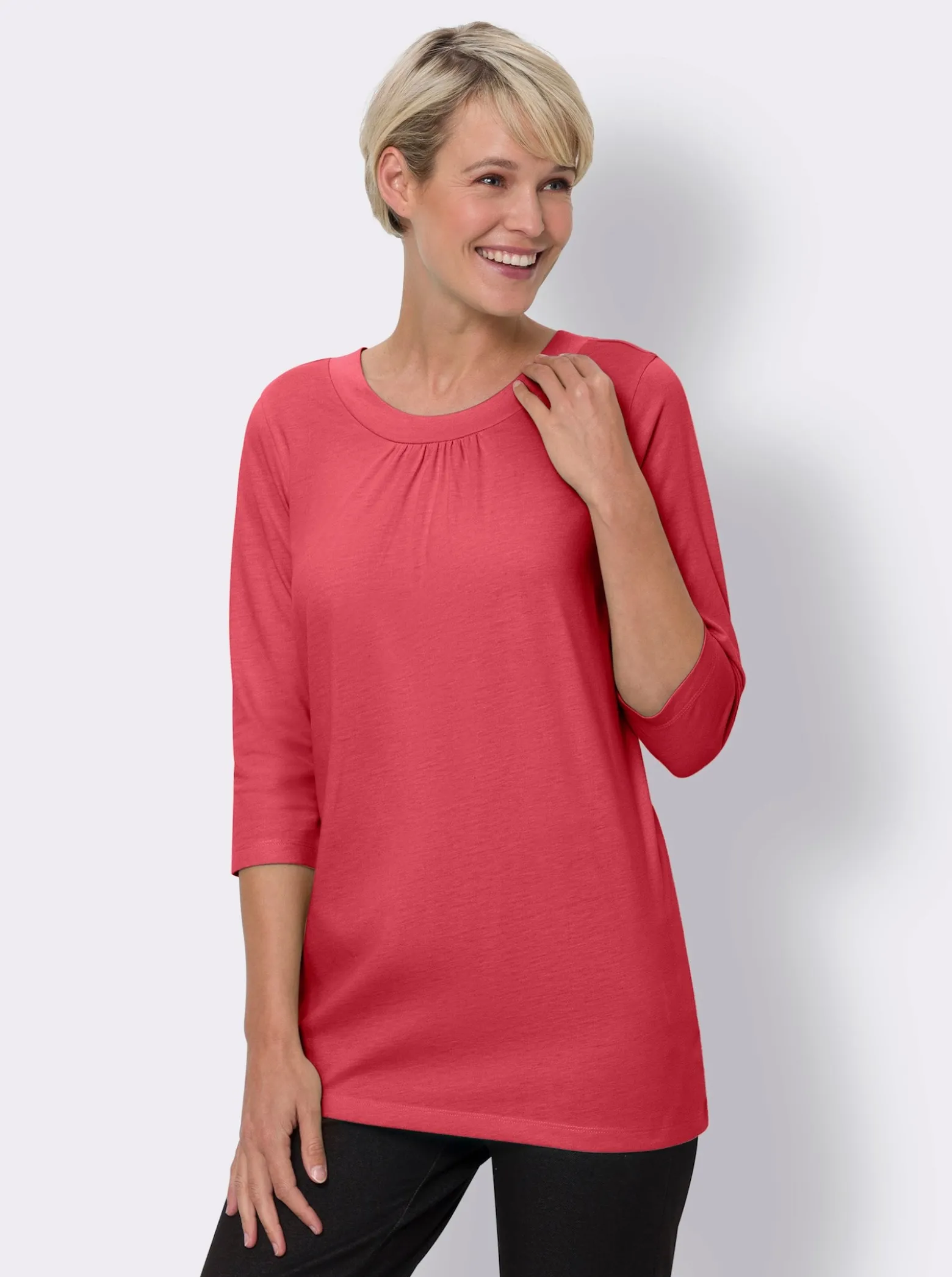 Longshirt mit Raffung am Ausschnitt
