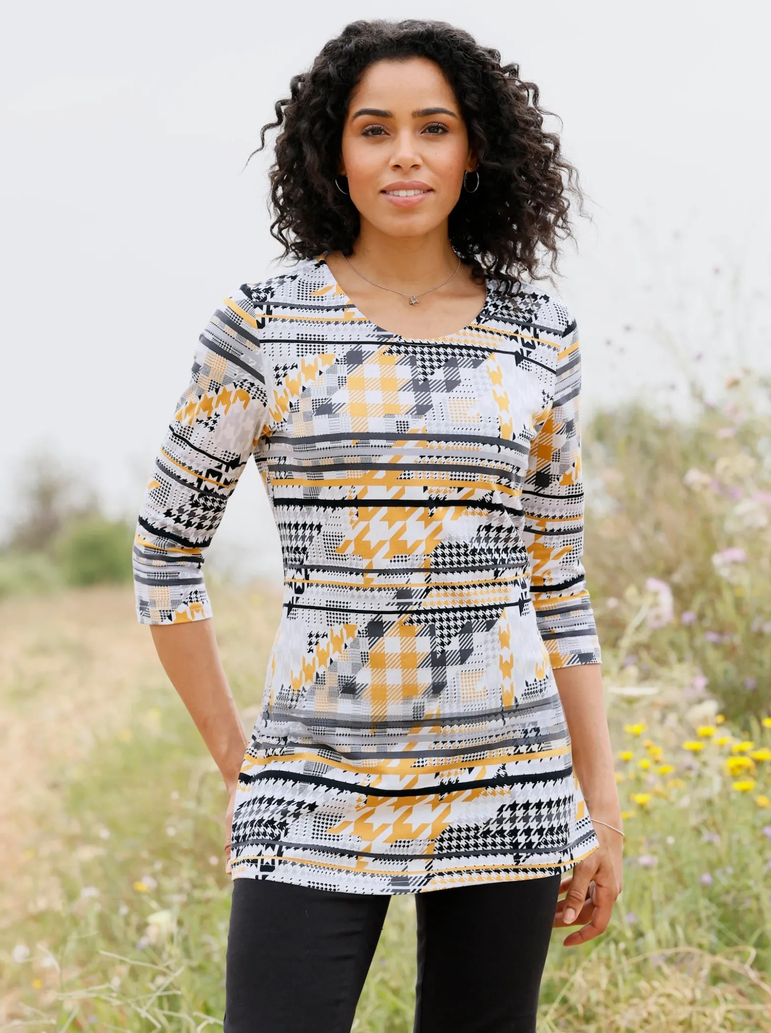 Longshirt mit 3/4-Ärmel