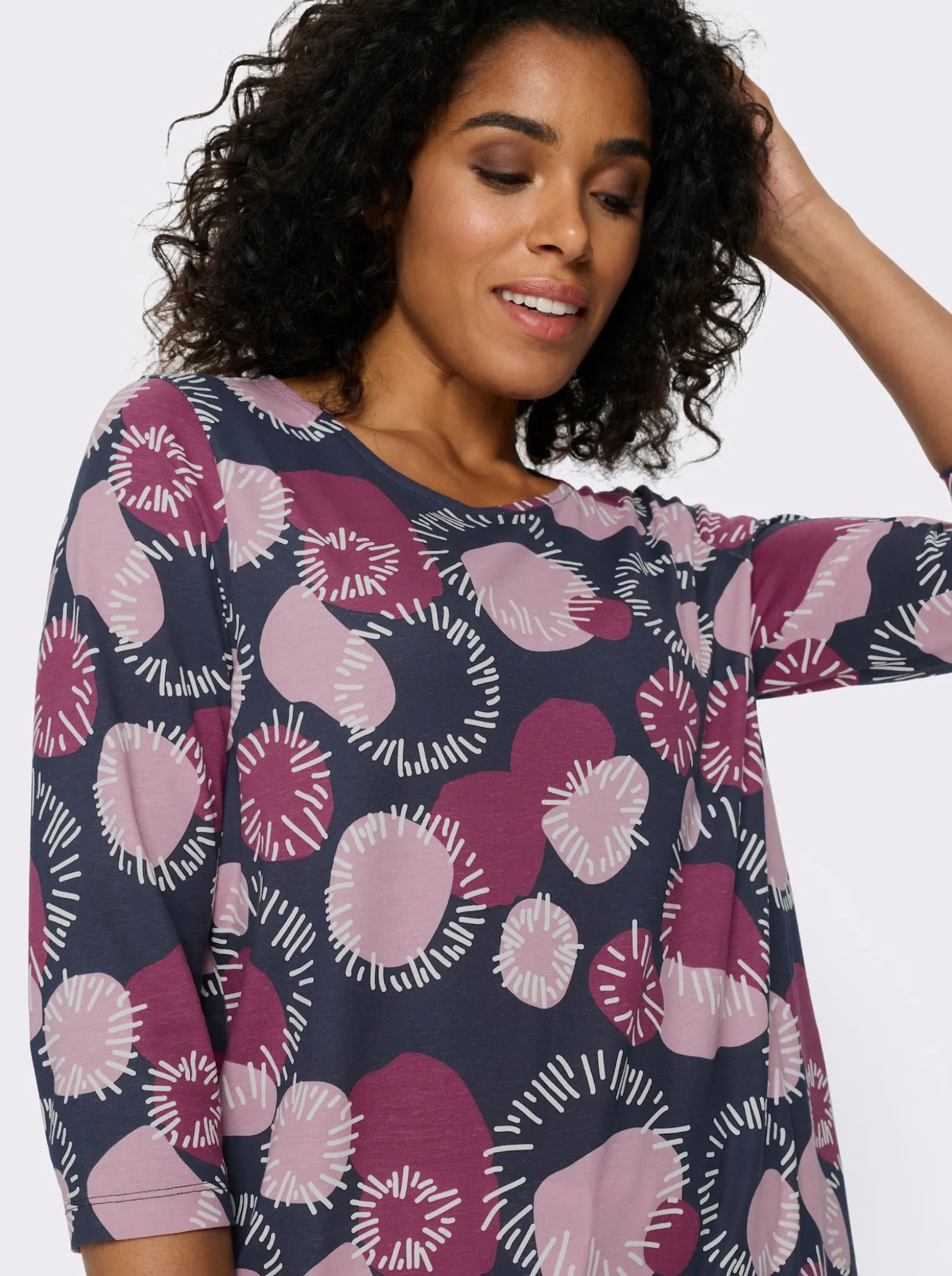 Longshirt mit 3/4-Ärmeln, Baumwolle