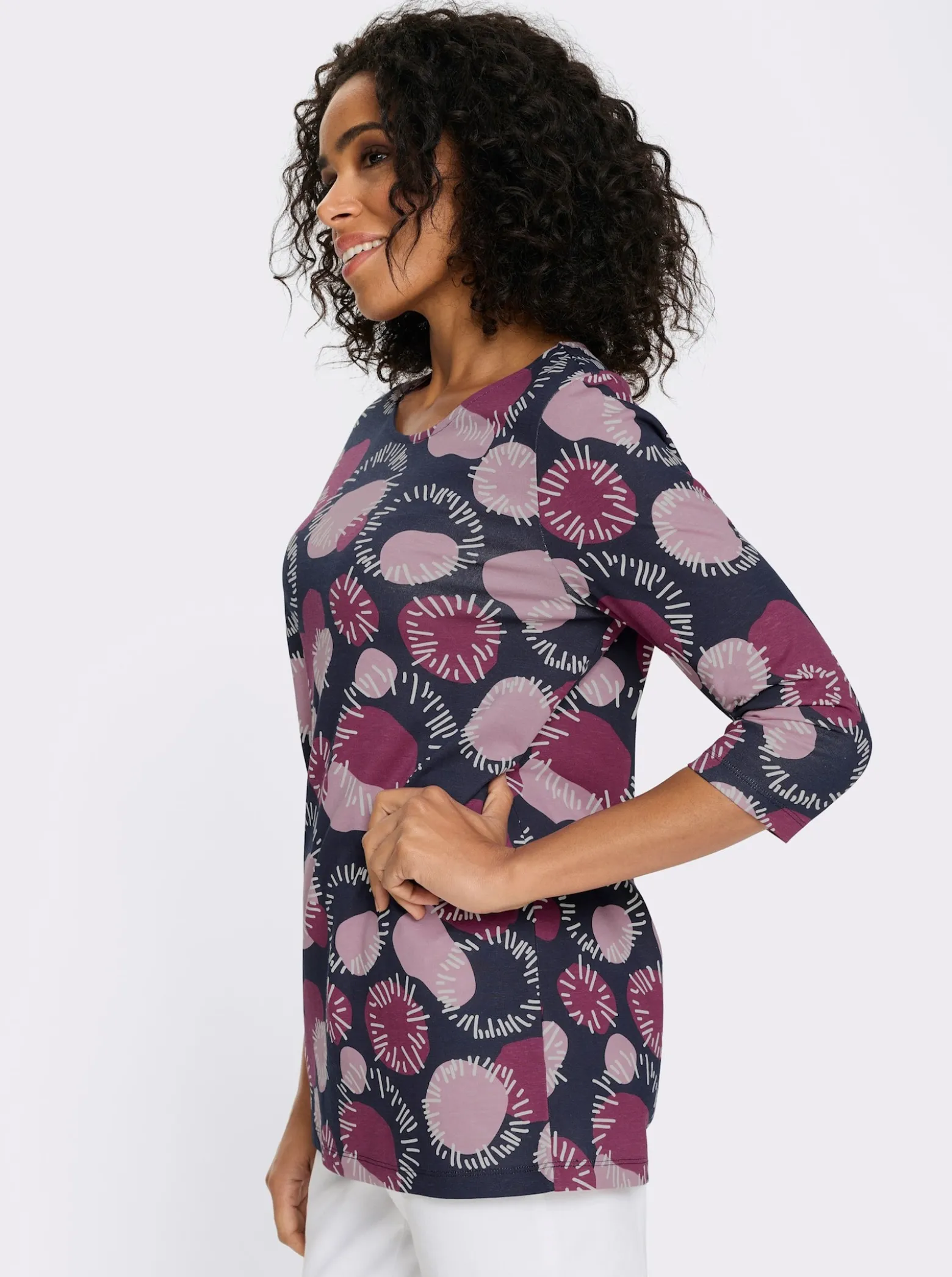 Longshirt mit 3/4-Ärmeln, Baumwolle