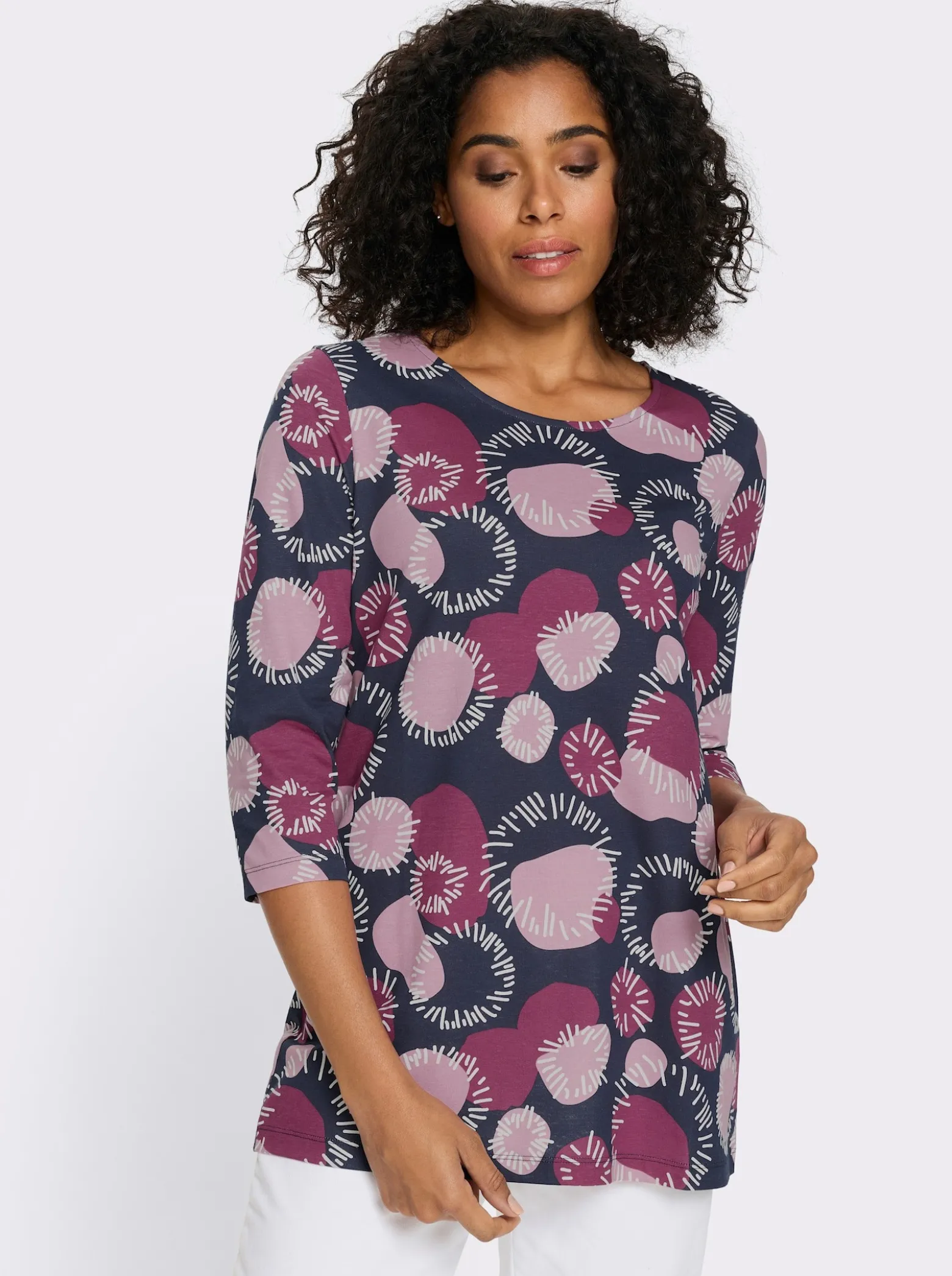 Longshirt mit 3/4-Ärmeln, Baumwolle