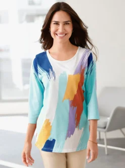 Longshirt mit 3/4-Ärmeln, bedruckt