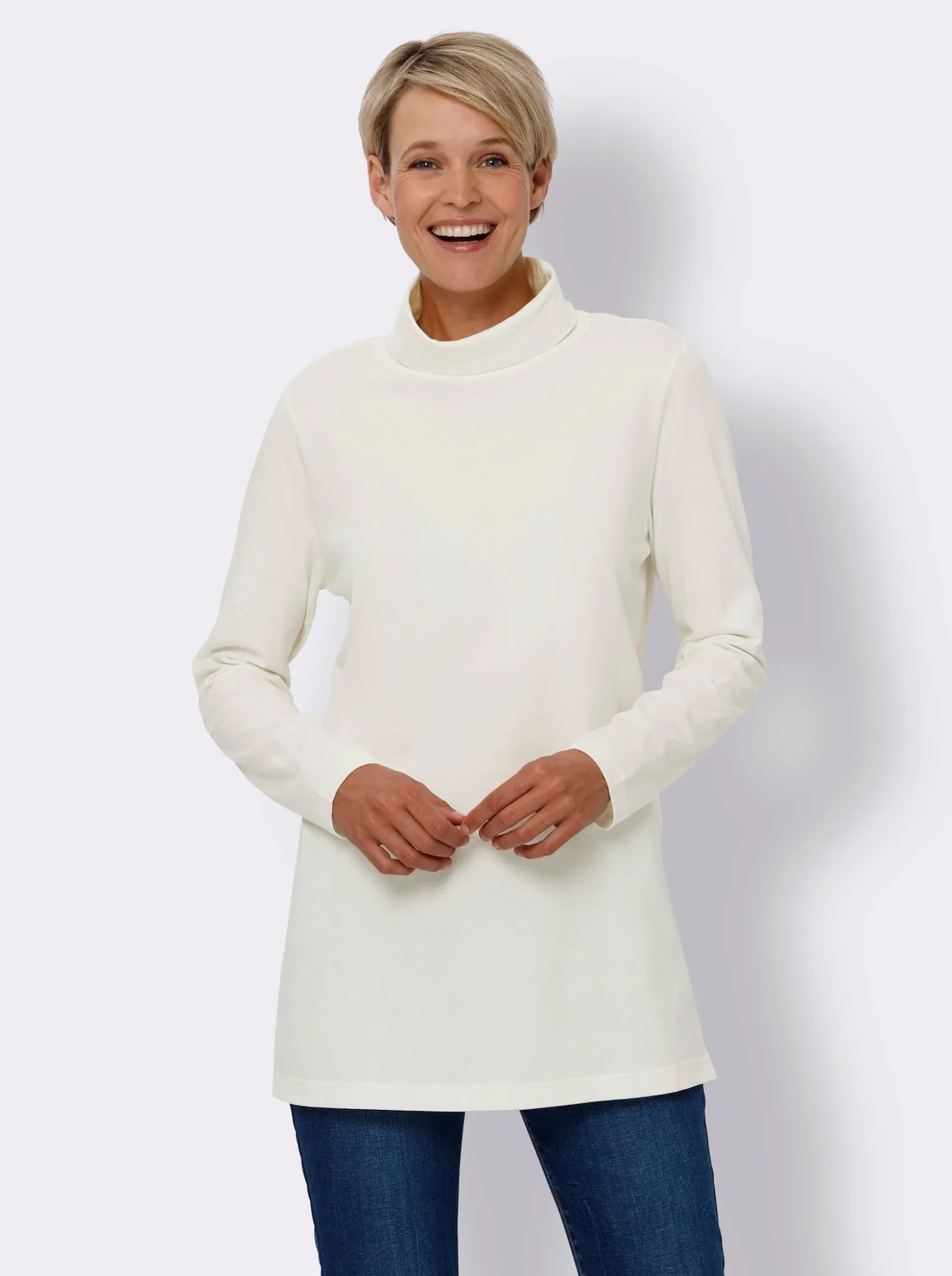 Longshirt mit Rollkragen
