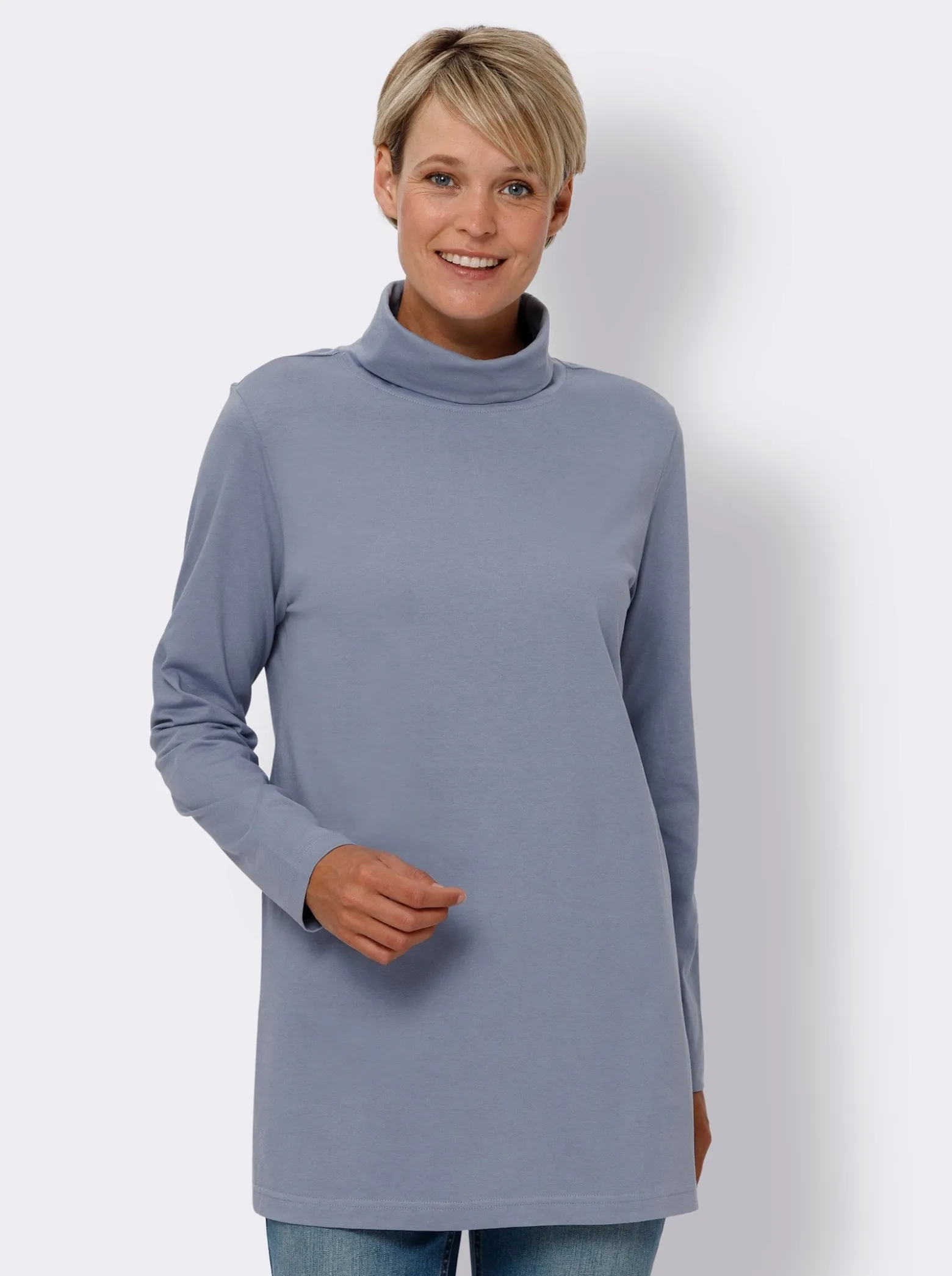 Longshirt mit Rollkragen