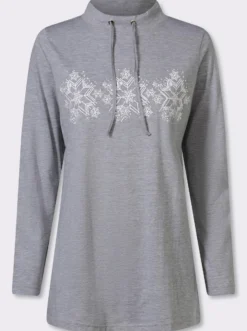 Longshirt mit Schneeflocken-Print