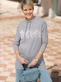Longshirt mit Schneeflocken-Print
