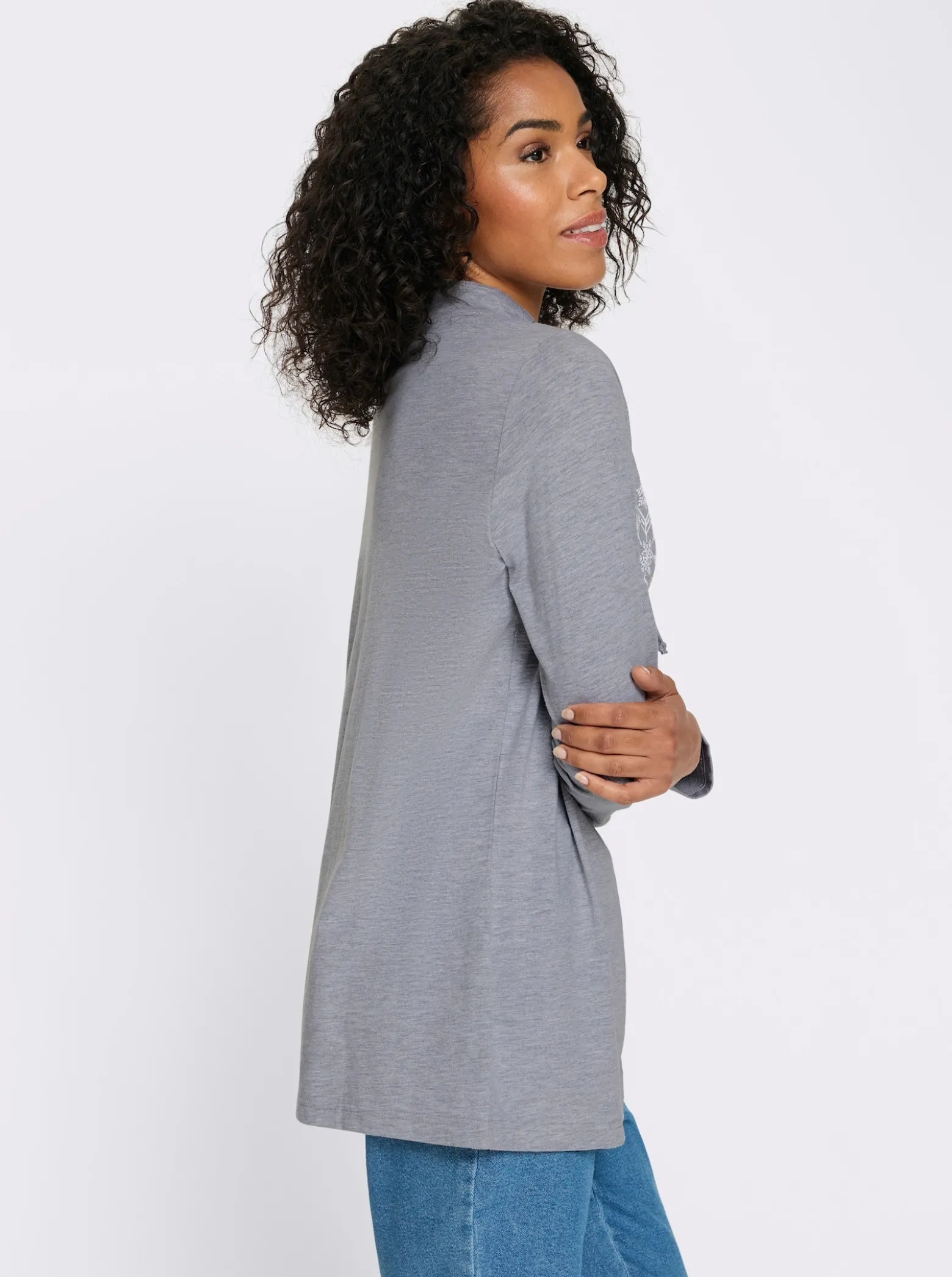 Longshirt mit Schneeflocken-Print