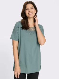 Longshirt mit Spitzeneinsatz
