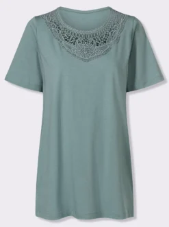 Longshirt mit Spitzeneinsatz