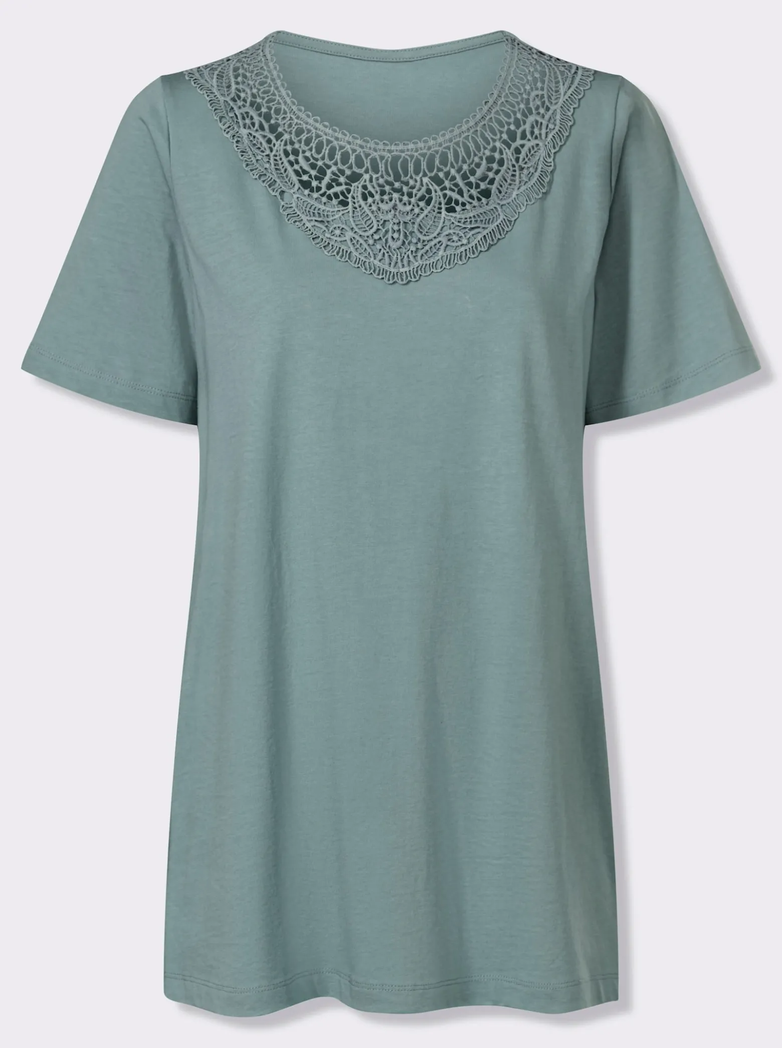 Longshirt mit Spitzeneinsatz