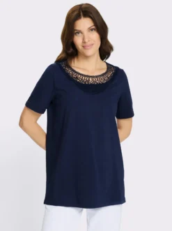 Longshirt mit Spitzeneinsatz