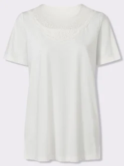 Longshirt mit Spitzeneinsatz