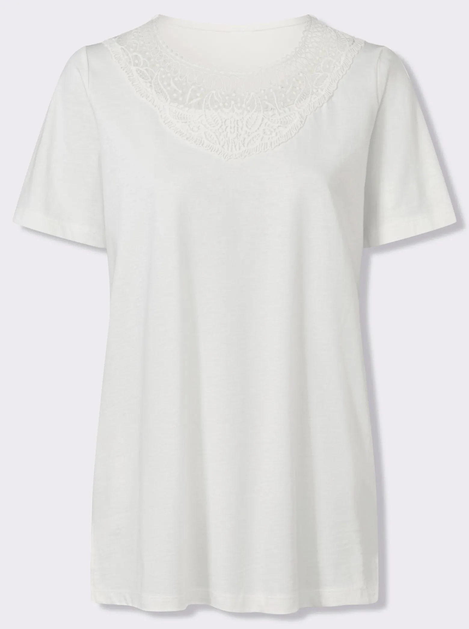 Longshirt mit Spitzeneinsatz