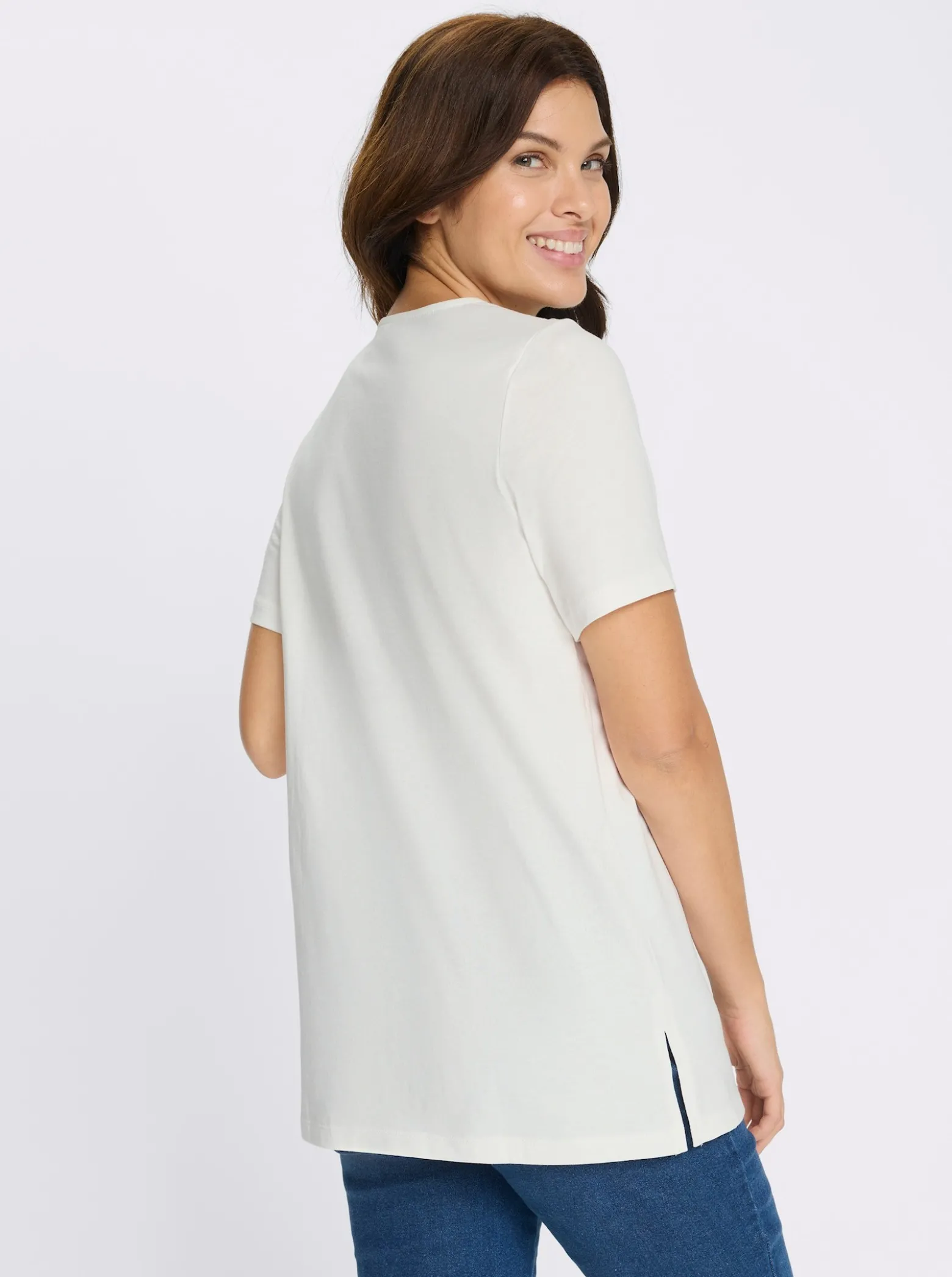 Longshirt mit Spitzeneinsatz