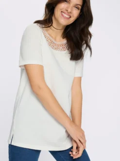 Longshirt mit Spitzeneinsatz