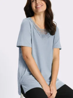 Longshirt mit Spitzeneinsatz