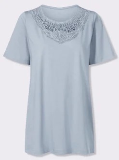 Longshirt mit Spitzeneinsatz