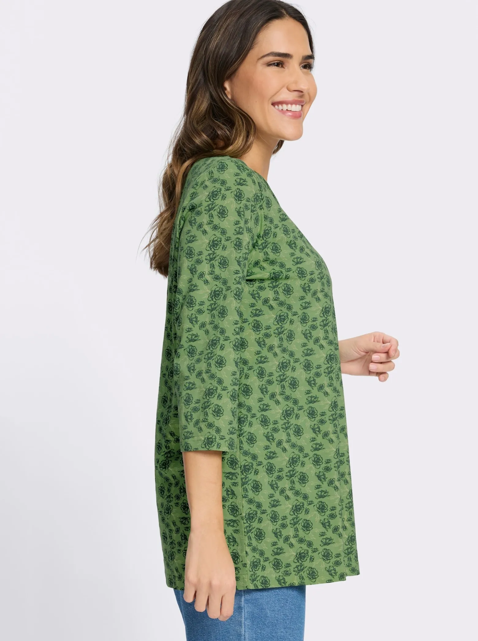 Longshirt mit Tropfen-Ausschnitt