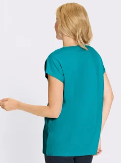 Longshirt mit Zierbändern am Ausschnitt