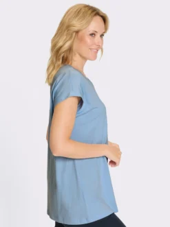 Longshirt mit Zierbändern am Ausschnitt
