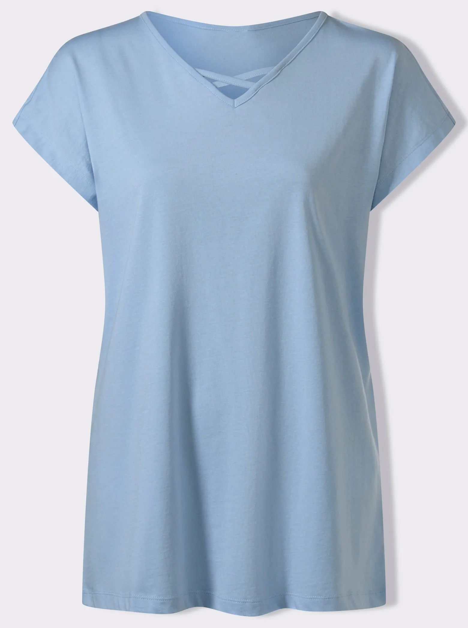 Longshirt mit Zierbändern am Ausschnitt