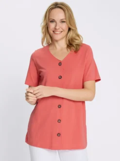 Longshirt mit Zierknopfleiste