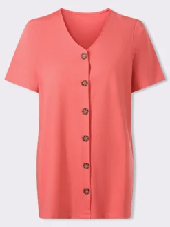Longshirt mit Zierknopfleiste