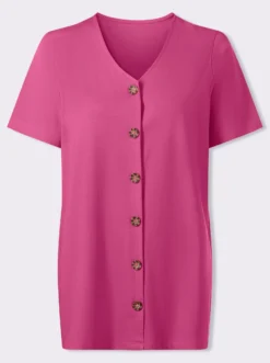 Longshirt mit Zierknopfleiste