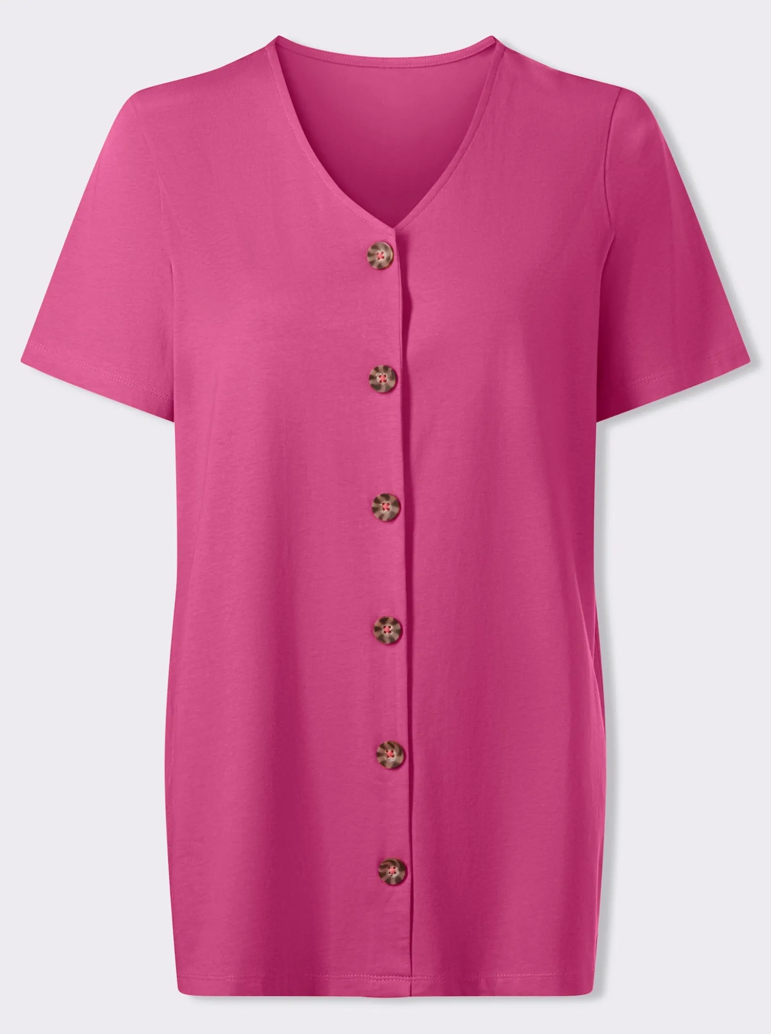 Longshirt mit Zierknopfleiste