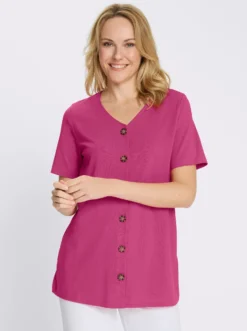 Longshirt mit Zierknopfleiste