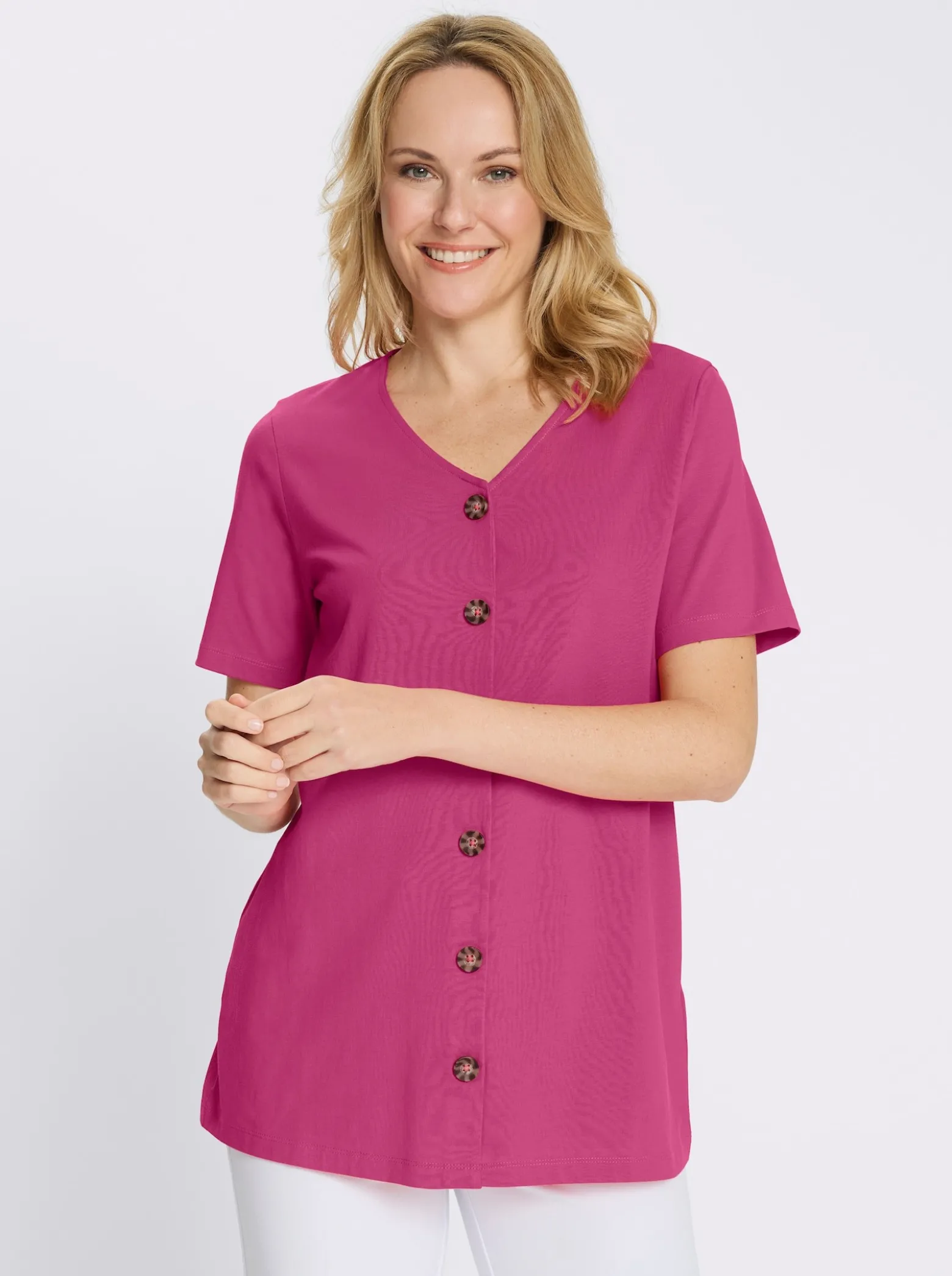 Longshirt mit Zierknopfleiste