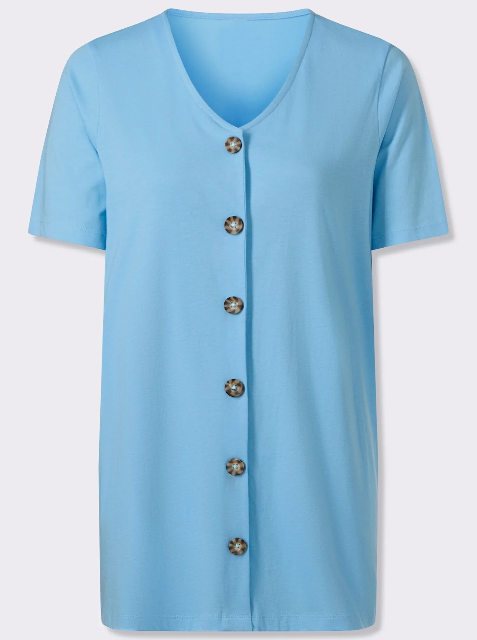 Longshirt mit Zierknopfleiste