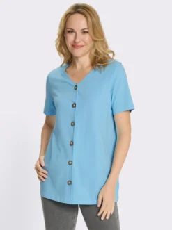 Longshirt mit Zierknopfleiste